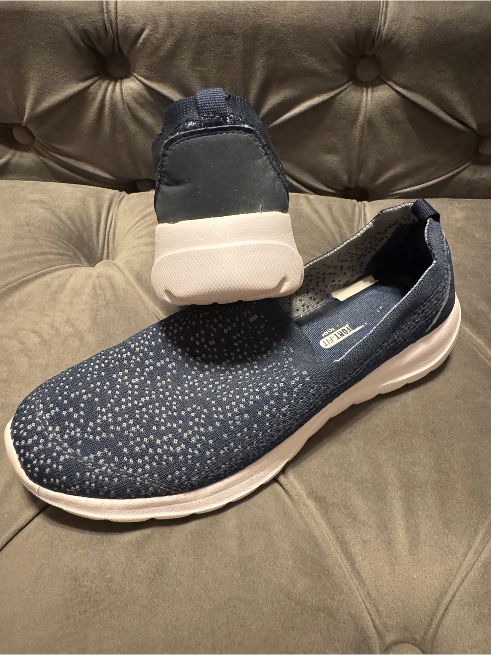 Navy Knit Slip-On Sneakers with White Sole